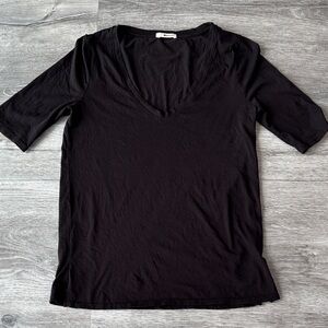 LA Made Classic Black V-Neck Women's Top